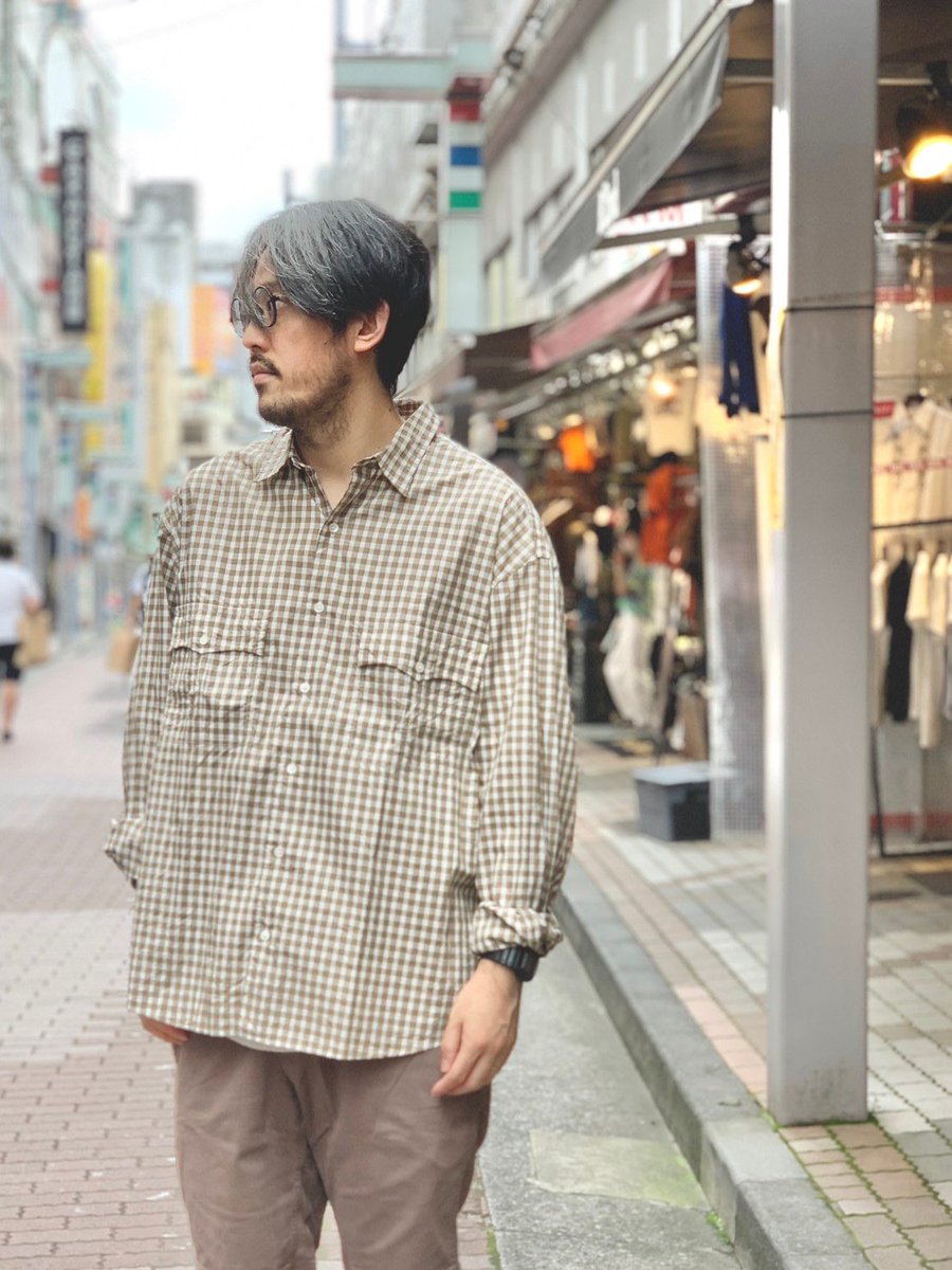 【なります】 PORTER CLASSIC ロールアップシャツ ギンガムチェックシャツ ロールアッ