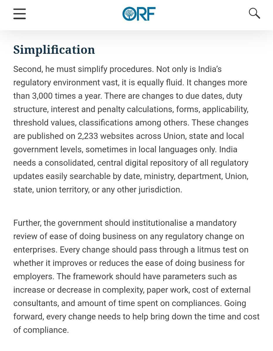 Finally, here are three weapons that  @narendramodi could deploy to win India's war on  #RegulatoryCholesterol:  @rishiagraw and I write in  @orfonline https://www.orfonline.org/expert-speak/to-convert-atmanirbhar-bharat-into-reality-modi-needs-to-wage-a-war-69171/?amp1.  #Rationalisation2.  #Simplification3.  #Digitisation