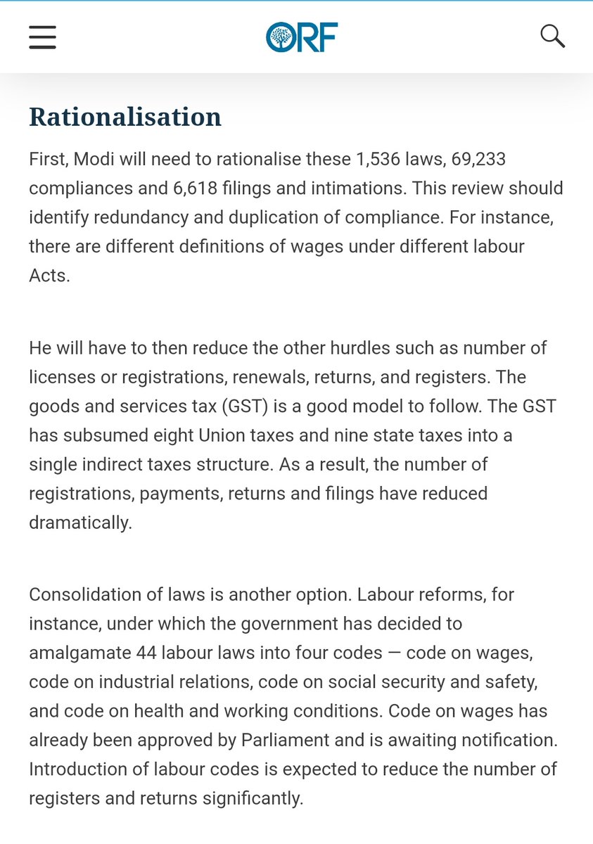 Finally, here are three weapons that  @narendramodi could deploy to win India's war on  #RegulatoryCholesterol:  @rishiagraw and I write in  @orfonline https://www.orfonline.org/expert-speak/to-convert-atmanirbhar-bharat-into-reality-modi-needs-to-wage-a-war-69171/?amp1.  #Rationalisation2.  #Simplification3.  #Digitisation