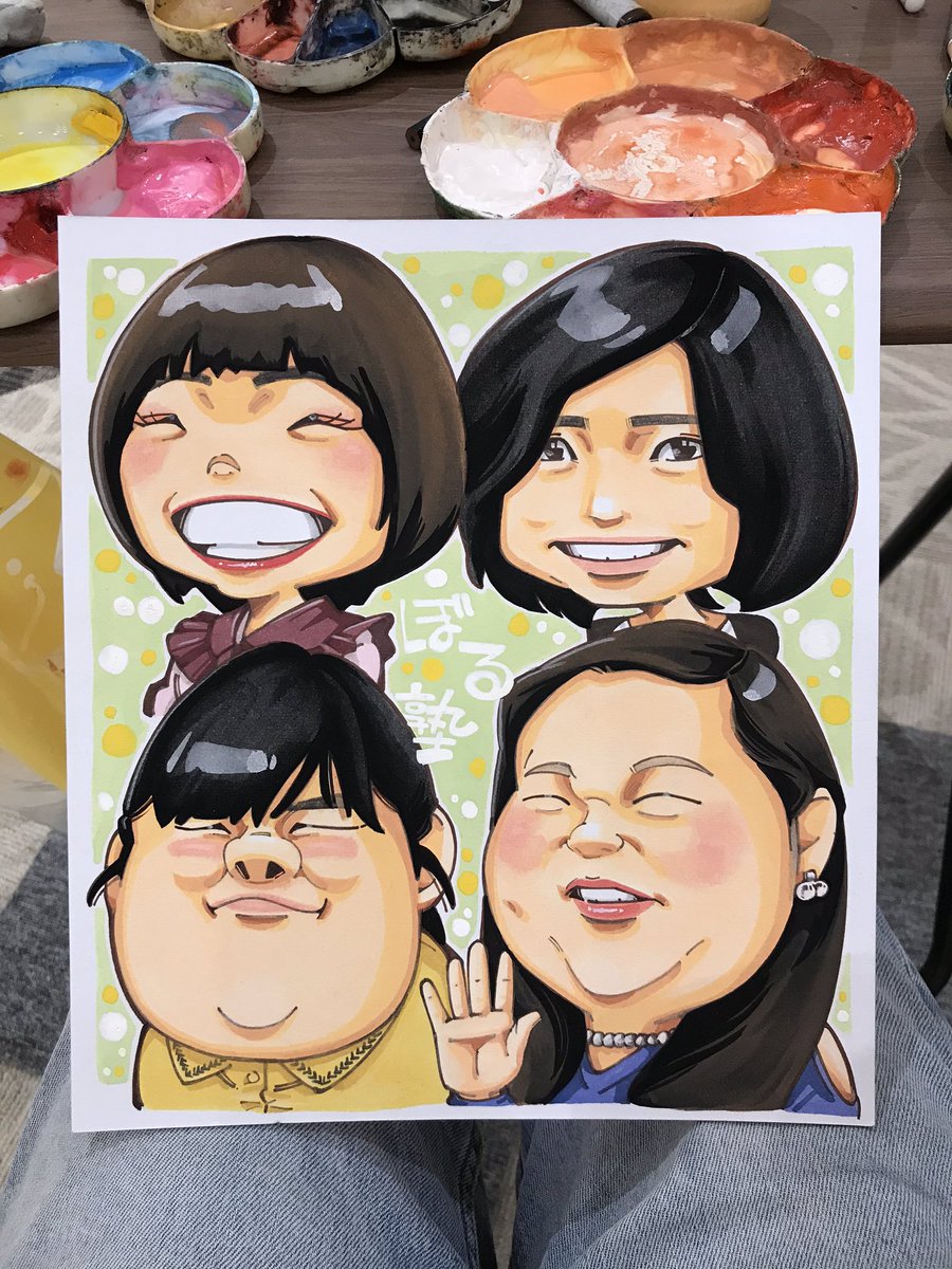 ট ইট র けんじ似顔絵屋 高崎イオン終了ー 明日は越谷レイクタウン ぼる塾完成 通販も随時受付中です 星の子プロダクションのホームページけんじからお申込み下さい T Co Xul1kdyu8o 似顔絵 似顔絵描きます 似顔絵師けんじ ぼる塾