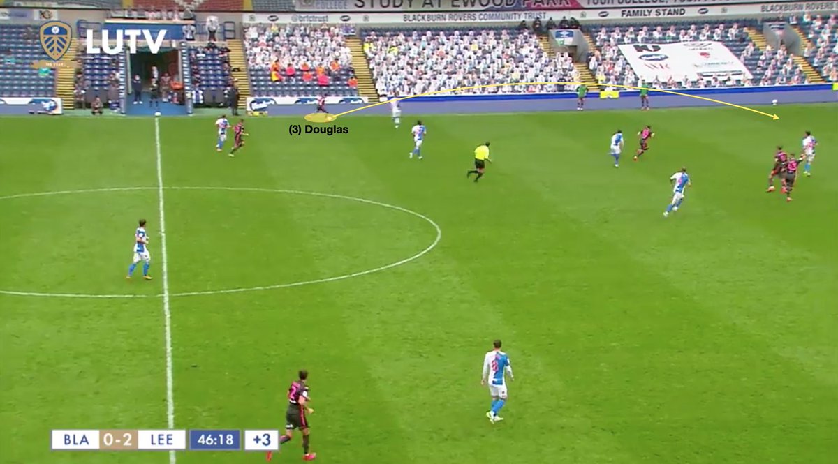 When in attacking areas, we all know that technically he is one of the best players in the squad and this showed through the game yesterday. He combined really well with Alioski, with Douglas passing the ball to Alioski on 12 occasions and Alioski to Douglas on 10 occasions.