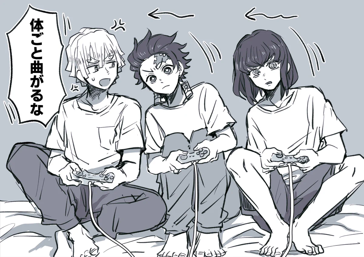 可愛い鬼滅のかまぼこ隊！！ゲームしてる時、こんな風に体を動かしていそう！