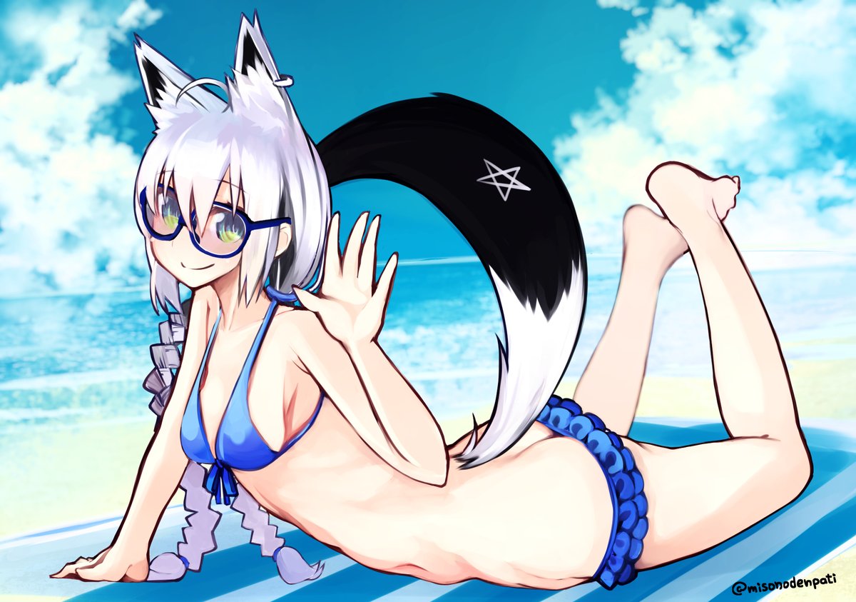 白上フブキ 「きーつね!
#ビキニの日 」|みそのでんぱちのイラスト