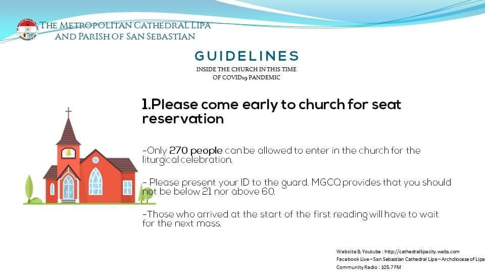 cathedrallipa's tweet photo. Muli na pong magbubukas ang ating Katedral para sa mga maninimba! Mangyari pong basahin muna ang mga guidelines na ito bago tayo magsimba. Salamat po. https://t.co/lPiHPLTm3a