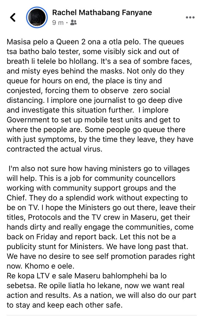 Nthakoana Queen Mosia Ngatane Pa Twitter Lesothocovid19 Madamdiplomat Says She Has Just Seen People Some Visibly Struggling To Breathe In A Long Queue At Queen Elizabeth Ii Hospital Waiting To