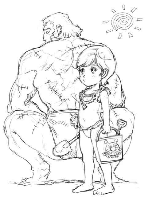 本日のラクガキ。
7月に入り、うちの娘も園で水遊びの準備が必要とのこと。 