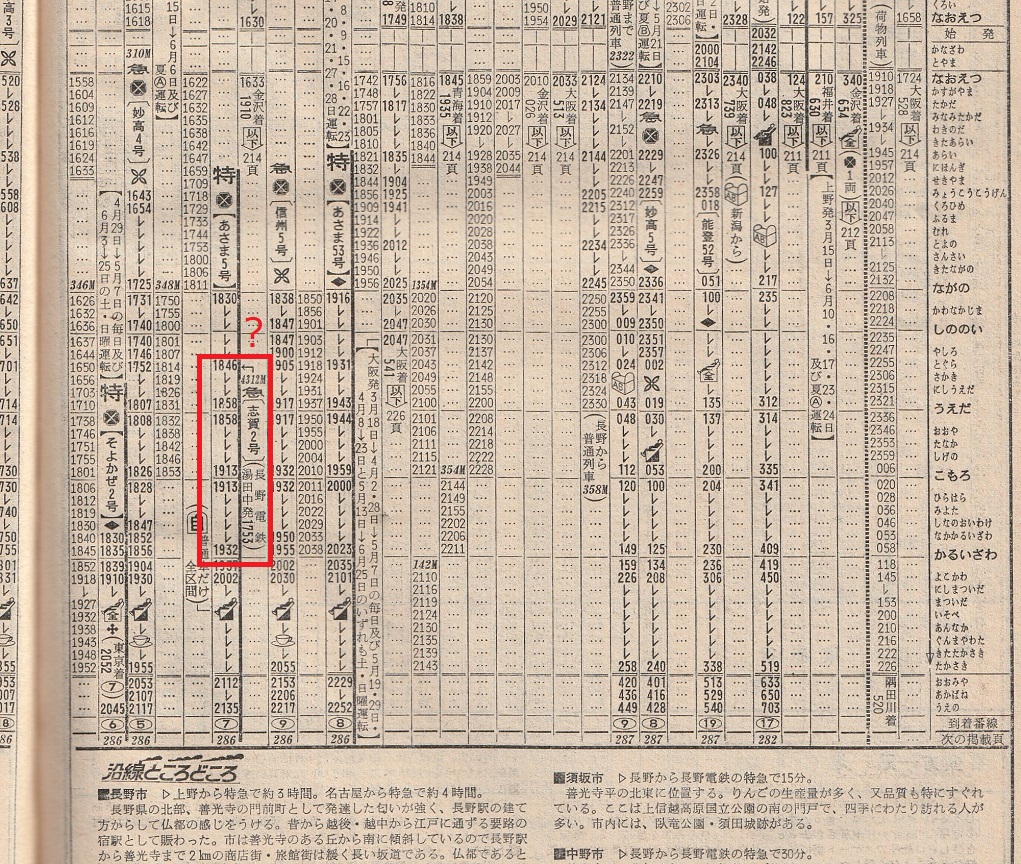 あまい夢 On Twitter 本当に 今さら の話 交通公社の時刻表1972年3月号 信越本線上りのページを見ていたら 急行志賀が特急あさまに併結 ほかのページで確認したところ 急行志賀の正しい併結相手は急行信州のようでした