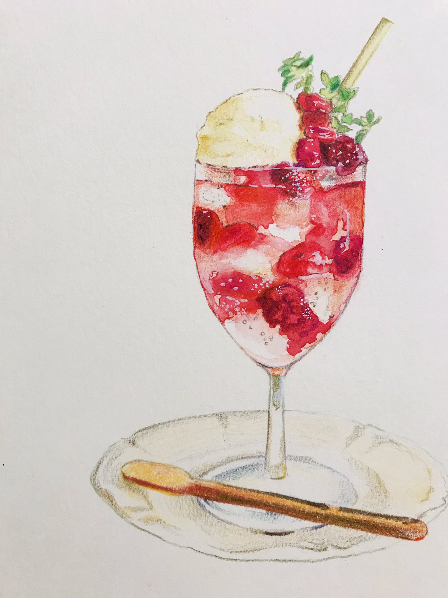 Chiaretto 空色のクリームソーダレシピという本から ミックスベリーのクリームソーダを描きました イラスト好きさんと繋がりたい アナログイラスト 水彩画 色鉛筆画 クリームソーダ T Co Mcydbjnqoc Twitter