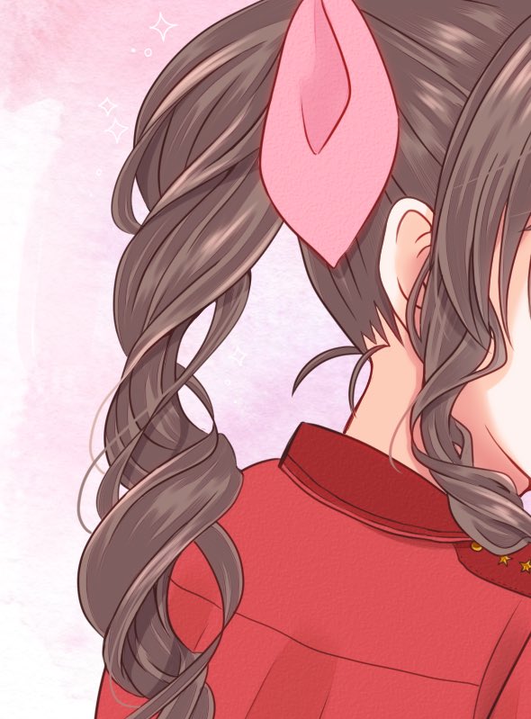 エアリスの髪の毛はギュッと結ばれてるって理解してるんだけど このくるくるを描くの こつぶ のイラスト