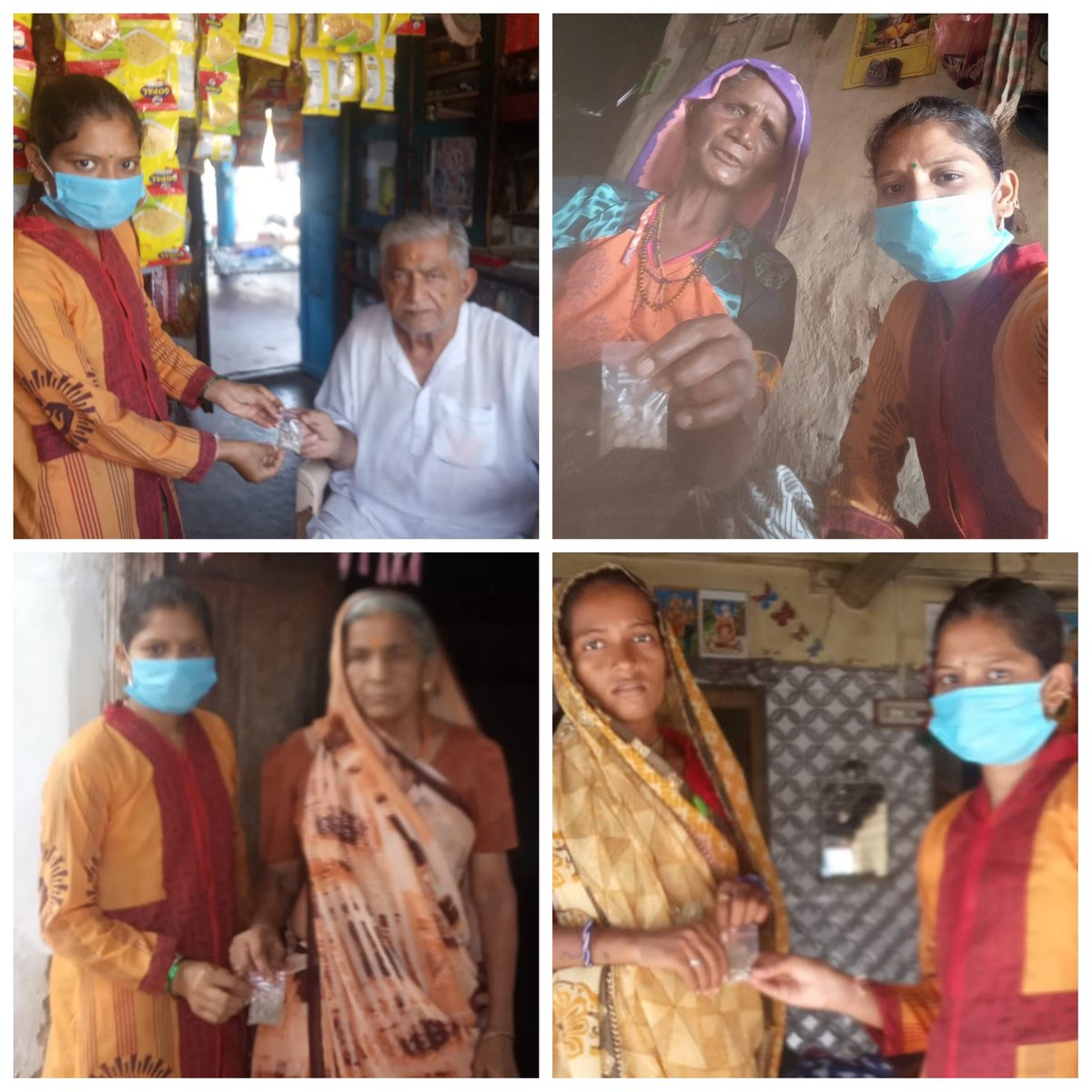 katara_komal's tweet photo. Reverse quarentine Samsamnivati distribution to senior citizens &amp; Pregnant women in Sanand rural area with help of icds staff by ayu dispensary Shiyavada, sanand https://t.co/crpwXPLvVT