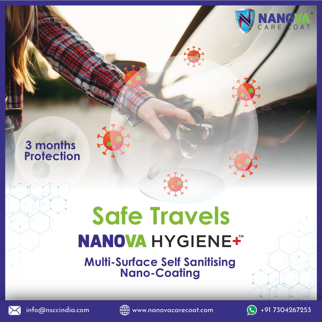 care_coat's tweet photo. Travel safely with #Nanova Hygiene+. It gives a 3-month #protection against 99.9% of #germs &amp; #viruses to keep you safe and healthy.

#SafeTravels #nanovahygiene #hygiene #safety #nanotechnology #healthfirst #germsfree #sanitiser #disinfectant #antimicrobial https://t.co/4mZpOgdAx0