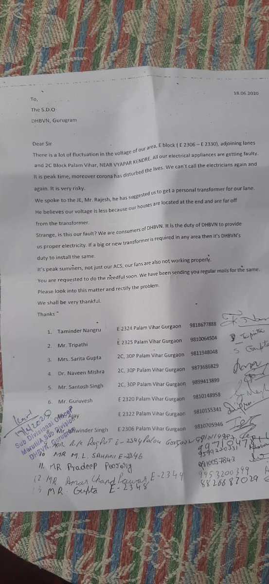 Acmeena's tweet photo. #DHBVN @PowerHaryana @rakeshdaultabad @cmohry I think it has gone almost 15 days to submit this letter and fluctuations problem are still persistent. we have to unite and take-up this issue to higher authority till this problem resolves https://t.co/OIlnTuiije