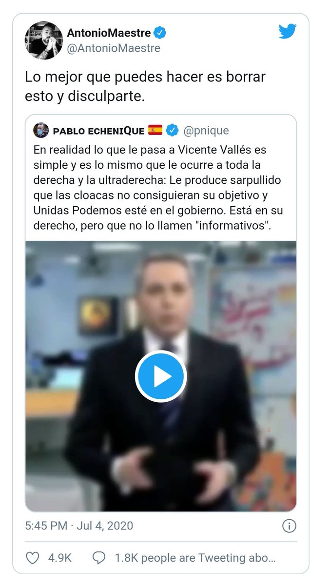 JMRoblesElezV's tweet photo. Ayer aún existía este tweet. Hoy ha desaparecido. Quizás la policía politica de Iglesias y Echenique haya hecho una visita a Antonio Maestre. https://t.co/fxgDx8qPw7