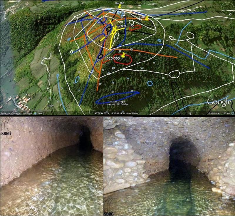 Around and underneath the Bosnian pyramids have been found underground Ravne tunnels. They are believed to be ancient and man-made. These tunnels are estimated to be 2.4 miles (3.8 km) long.