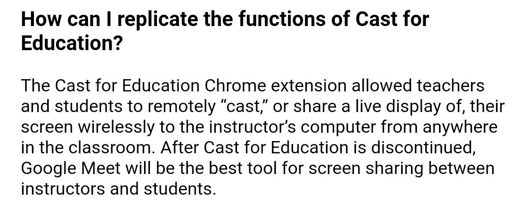 soyticsastre's tweet photo. @rosaliarte @GonzaloETC Sobre la extensión de Cast, como básicamente es presentar la pantalla a los alumnos, dicen que se suple perfectamente con Meet. Concretamente con la opción de compartir pantalla y dan unas pautas para hacerlo.

Espero os sea útil la información. https://t.co/w4DAagjfPG
