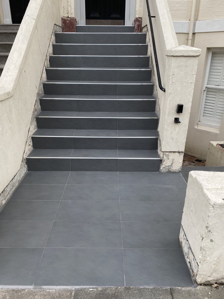 JBTiling's tweet image. Azulev tiles with chrome trims tiled in Hove