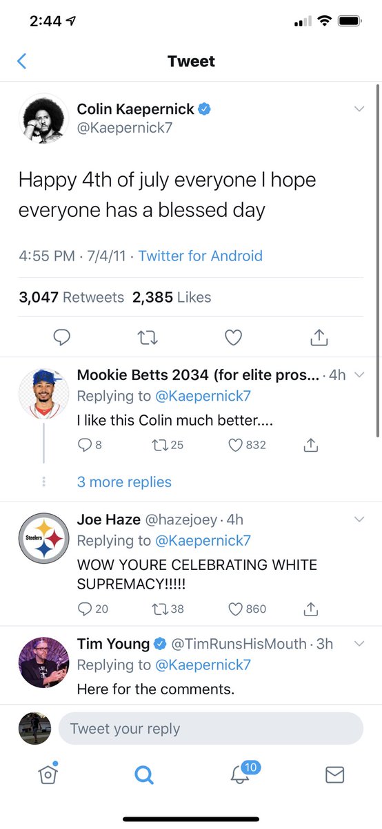 239Brasi's tweet photo. They do anything for clout, Say anything for clout 🙄. That boy wanna fit in somewhere so bad. Hey @Kaepernick7. Fuck ya and your fake ass movement. Happy 4th Puss 💥 🇺🇸 https://t.co/D7nEYxzPvx