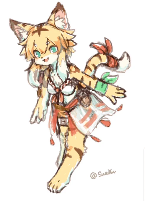 ここ最近TLでこのキャラのイラストをよく見かけるから流行りに便乗して描いてみた
ワーフリのミアちゃんさんです 