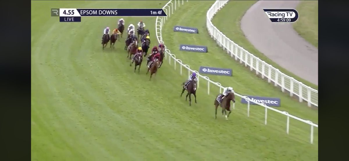 LukeHockborn's tweet photo. The Derby in a photo, 4f this is without the winner and they’re spotting the 2nd 8/10 length... great interview from @oismurphy after the race, won’t be seeing this happen again for a while I reckon 🤷🏼‍♂️ https://t.co/1ydGtnz3eV