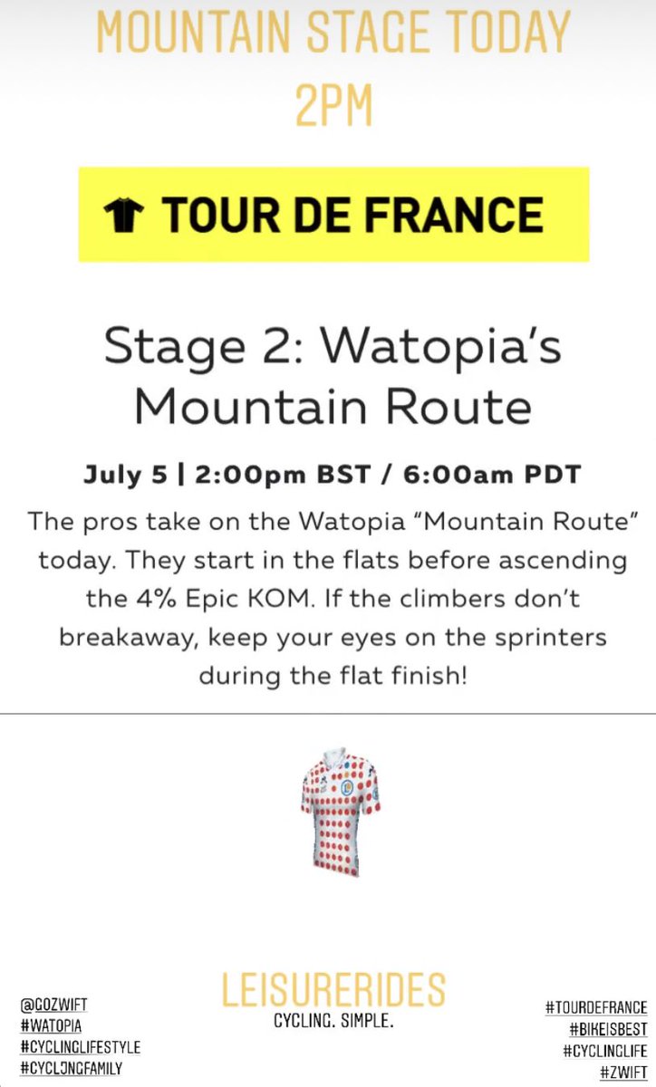 LeisureRides's tweet photo. Stage 1 was good...Stage 2 should be even better with a mountain finish.
2pm on @GoZwift YouTube channel.

Definitely worth watching.

#BikeIsBest #CyclingLife #LoveCycling #CyclingLove #RideOn #Zwift #TourDeFrance #TDF #TDFVirtual https://t.co/QJwDKSLq2T