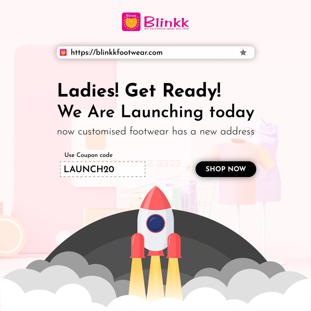 It's Live! 💃 We are delighted to announce launch of our exclusive ONLINE store! Use code LAUNCH20 for flat 20% discount. Shop on blinkkfootwear.com