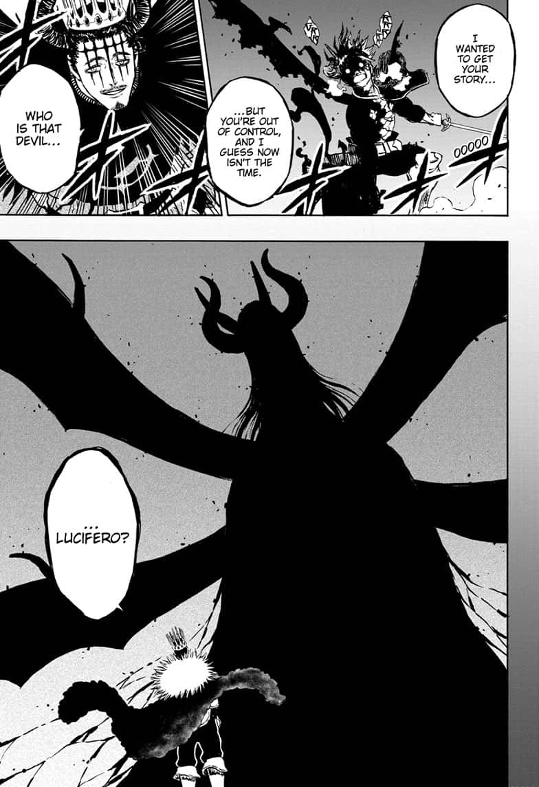 Beneath the meathead action going on, there are two major narrative revaluations of this fight.First being the introduction of direct Devil to Host communication. Something that the Anti-Magic Devil and Asta have yet to properly do.