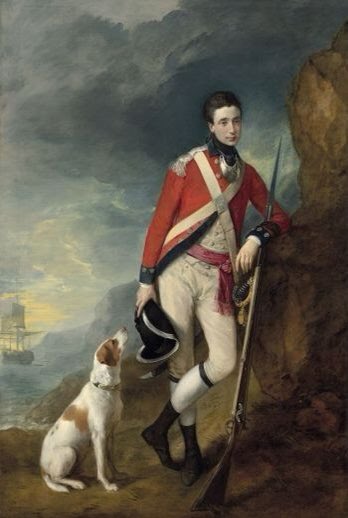 In 1805, 1/4 of Nelson’s sailors whose origin can be identified are Irish. Same for Waterloo: around 25% of the British Army (which made up 33% of the Anglo-Allied Army) was Irish.Gainsborough’s 1776 portrait of Irish officer Richard St George, just before he shipped off to NY