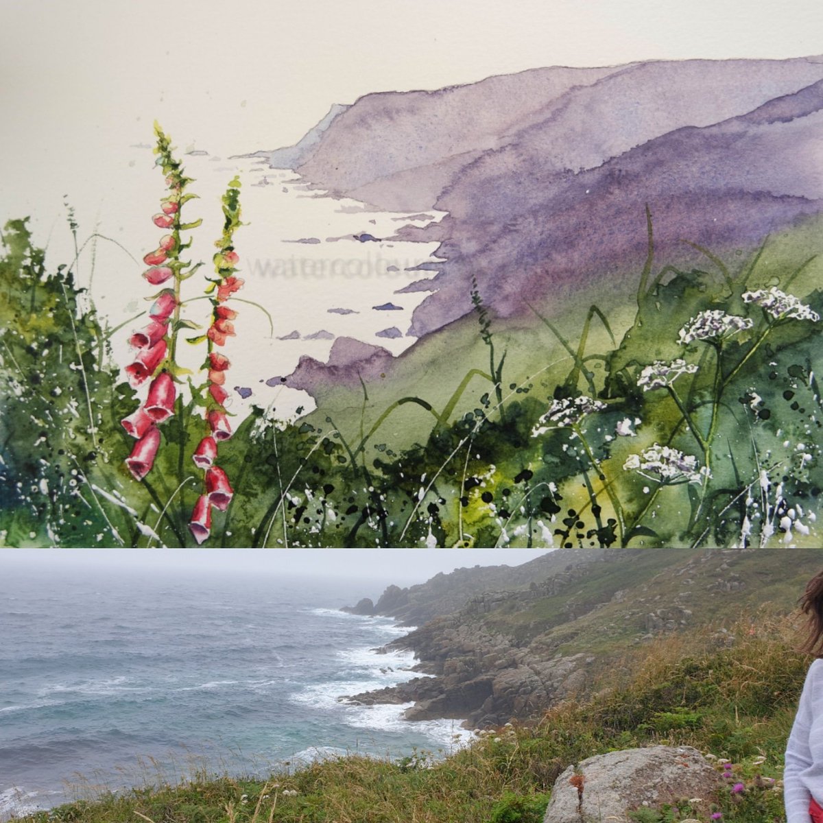 Day one in Cornwall a bit misty, but not a soul in sight, happy days

#watercolour #painting #swcoastpath #sea #Cornwall  #summer #seascape #wildflowers #coast #greens #cliffs #coastpath #art #artist #inspiration #wildplaces  #paint #headland #bigartboost #thedailysketch
