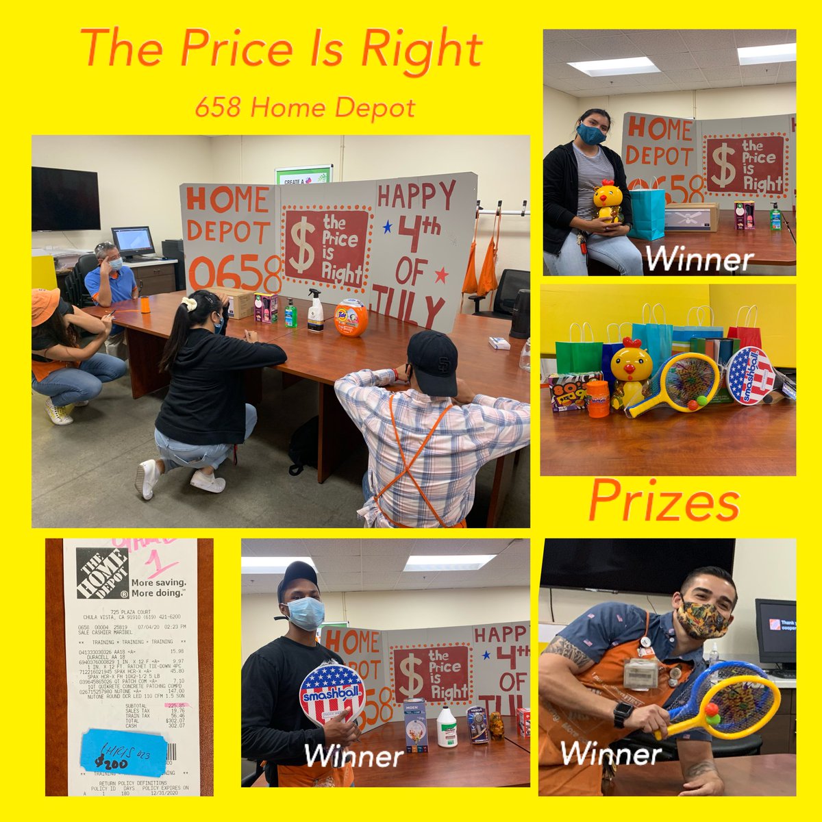 Chula Vista Management team decided to enjoy the 4th with all associates that are committed to coming to work on a Holiday. 
We had food and played 7 different games of 
The Price Is Right and handed out silly fun Prizes. The associates had a blast.