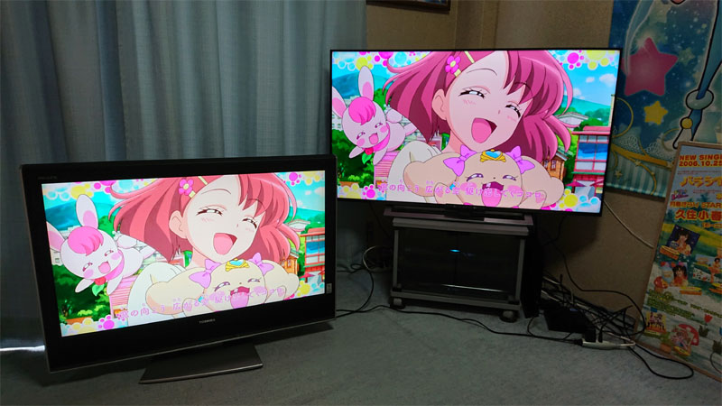 キュアまこぴー 無事新しいregza 50m540x が到着しました 画面の大きさも30cmくらい大きくなったけど それ以上に画素数が全然違うため ぬるぬる動いてる感じで アニメの見栄えが格段に良くなったことに感動 すごいぜ４kテレビｗ 右 50m540x 3840 2160