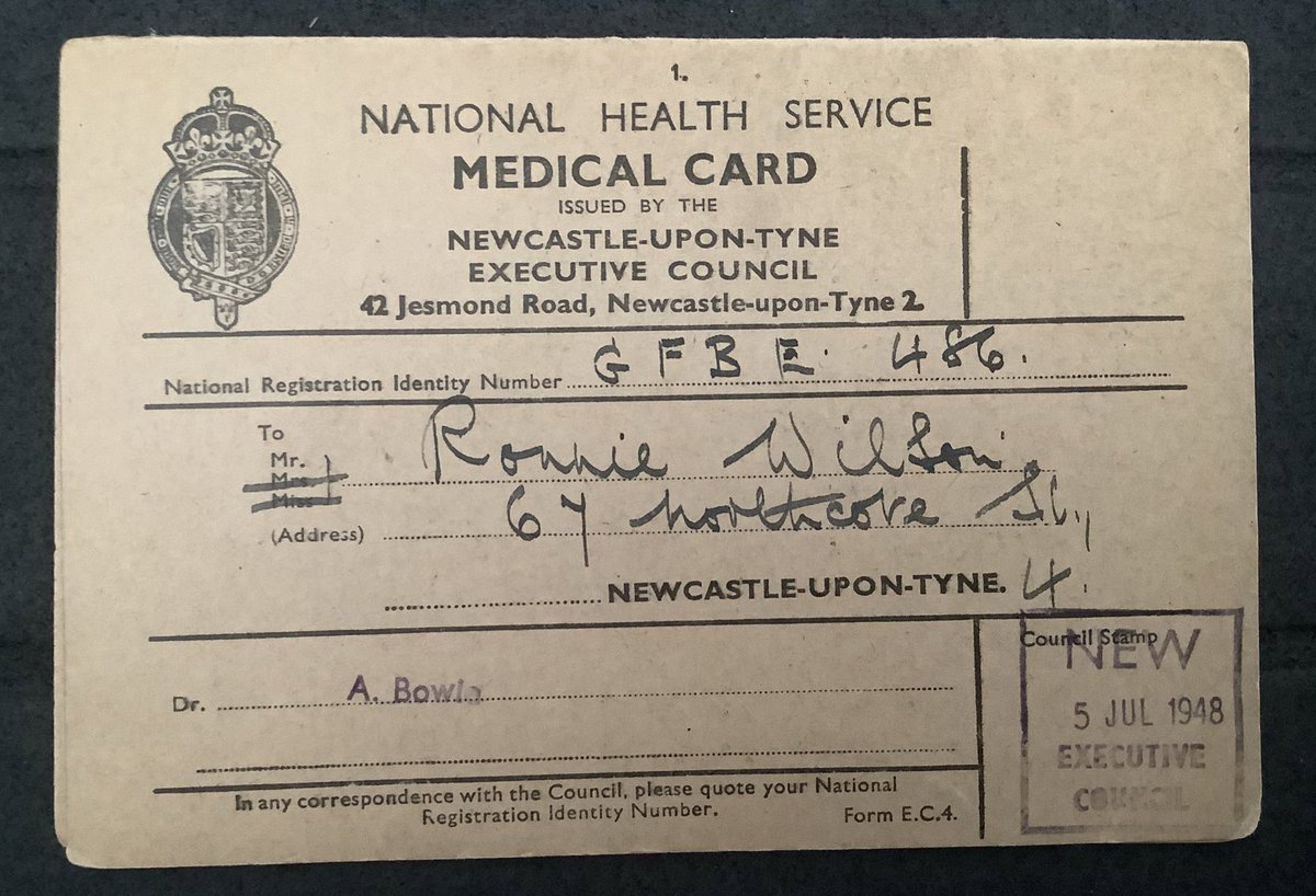 72 years ago my dad and millions of others, was living in poverty with no bath, running hot water or inside toilet. With the birth of the NHS he was given this card, and with it amazing free healthcare and the hope of a much better world. #ThankYouNHS #NHS72