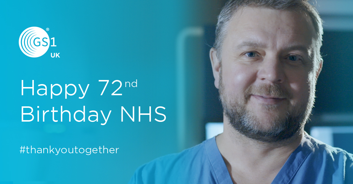 gs1uk_hc's tweet photo. Happy 72nd birthday to the cornerstone that is the #NHS!

Thank you to everyone in #healthcare that has kept it going over the decades, and those that continue to do so.

Here's to the next 72 years and beyond!

#ThankYouTogether #NHSbirthday #72today #happybirthday https://t.co/msJg0SCM8j