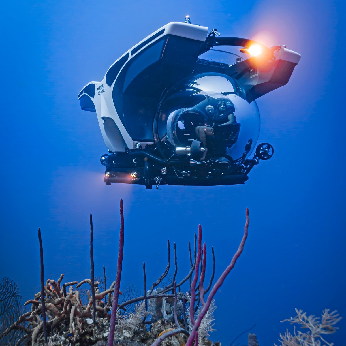 ScenicCruisesDE's tweet photo. Die #ScenicNeptune, das U-Boot der #ScenicEclipse, bietet Platz für insgesamt sechs Gäste und den Kapitän. Bis zu einer Tiefe von 300 Metern erkunden Sie bislang unbekannte Unterwasserwelten und wandeln auf den Spuren von #JulesVerne. Weitere Infos unter https://t.co/jYLei3GSsZ https://t.co/IVadQMIRNP