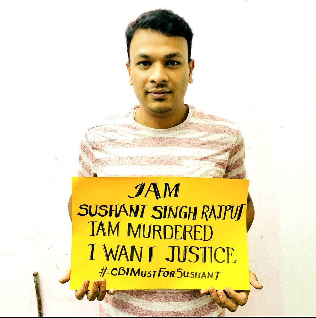 Ashish31621919's tweet photo. My First Tweet for you #SushantSinghRajput. Your the Deserving Personality of Bollywood &amp; My 1st Tweet 4 you. Raise your Voice as I Did Over Placard✊-Ashish from #Hyderabad 

#CBIMustForSushant #EndNepotism
#BreakTheSilenceForSushant https://t.co/FHGiFa1BkS