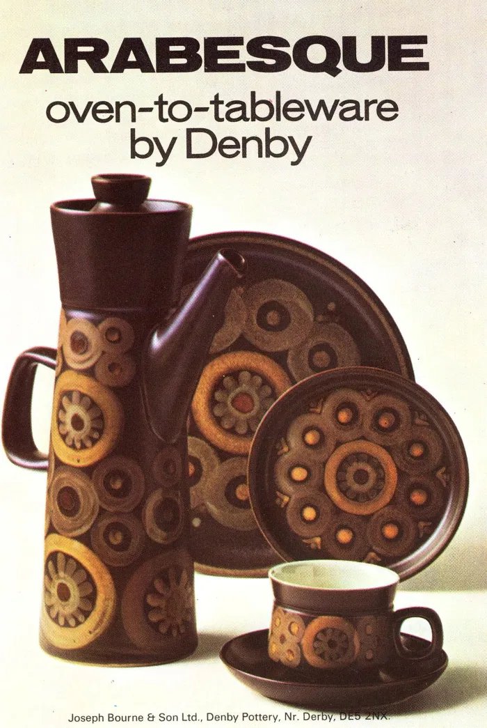 One of the heavyweights* of 70s British ceramics were Derbyshire based company Denby.Their wares looked like it had been beamed down from outer space! *(if you've lifted a 70s Denby casserole dish, you will understand)