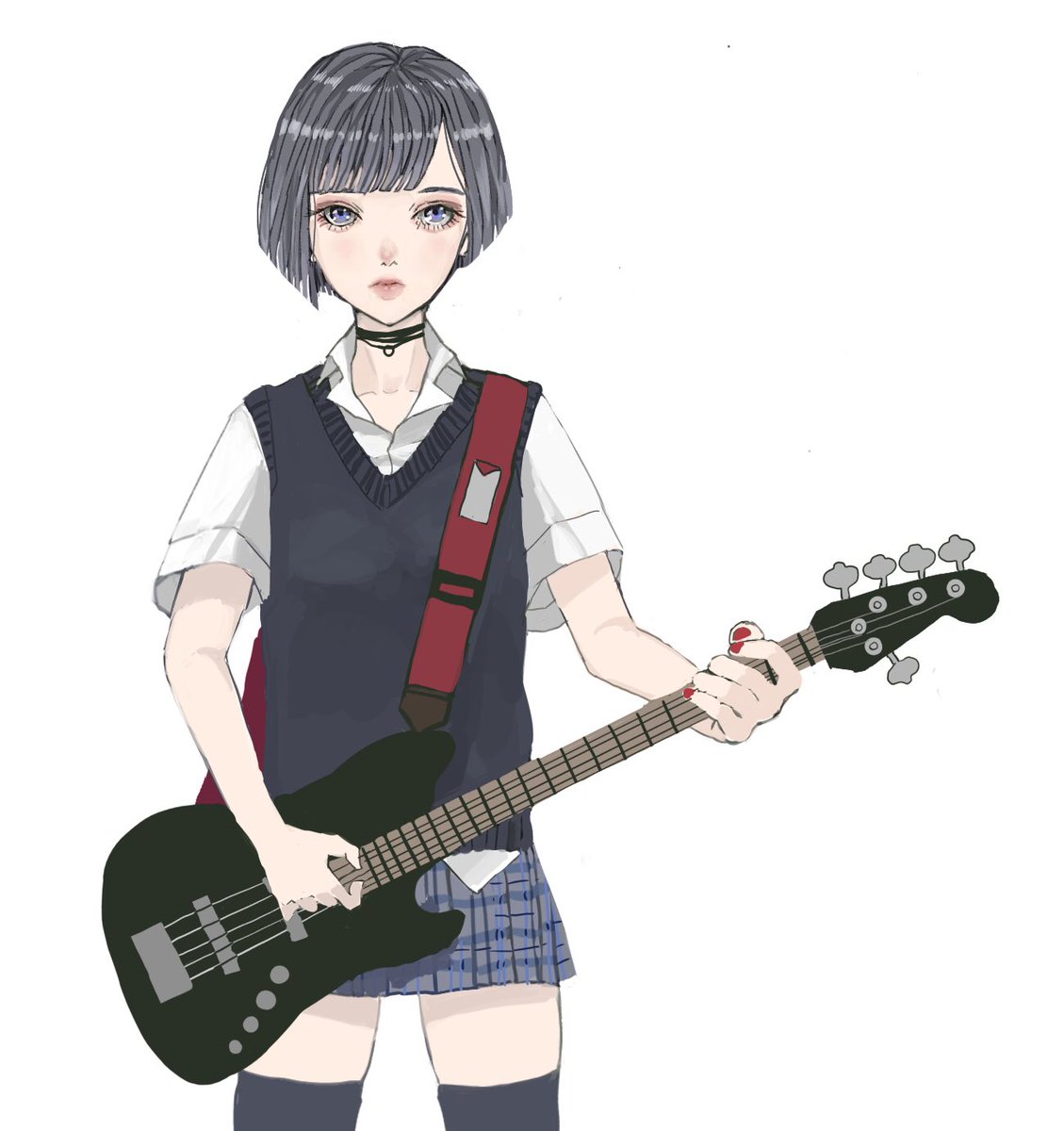 桜団子 軽音楽部のエース イラスト 女子高生 軽音学部