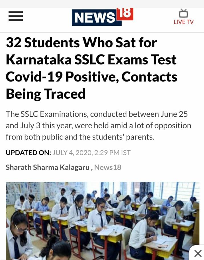 debashis_bapun's tweet photo. 32 students tests positive after  the SSLC exam in Karnataka.
#BPUTStopKaroNa 
#BPUTcancelExams and #BPUTWeWantNormalisation.
@CMO_Odisha @SDTE_Odisha @Naveen_Odisha @GovernorOdisha @SuparnoSatpathy @GMohapatraBjp @dpradhanbjp @News18Odia @otvnews @kanak_news https://t.co/mM1mbsV5Uh
