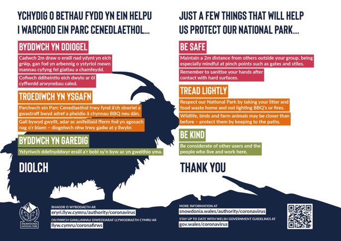 It’s been a longtime coming but <a href="/WelshGovernment/">Welsh Government</a> travel restrictions lift on Monday so here is some valuable <a href="/visitsnowdonia/">Snowdonia National Park</a> advice. 
A warm welcome awaits everyone who thinks #BeSafe #TreadLightly #BeKind #getoutside 
<a href="/GoNorthWales/">Go North Wales 🏴󠁧󠁢󠁷󠁬󠁳󠁿</a>