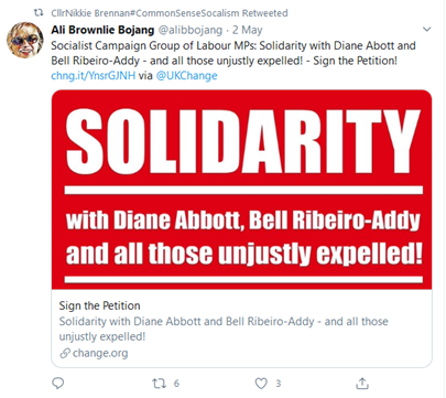 In May, Brennan went on to promote an appeal to sign a petition backed by Labour Against the Witchhunt, a group which keenly supports nasty figures in the party's antisemitism crisis. Notably in Brennan’s case, the petition asks people to “reject” the IHRA definition. 6/16