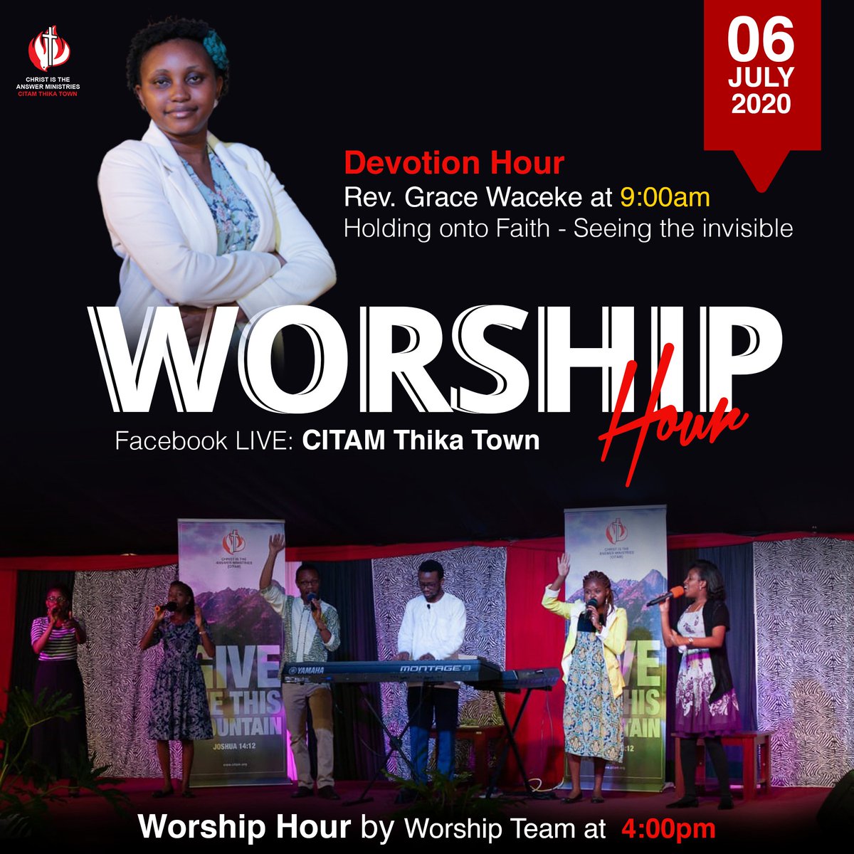Citamthikatown's tweet photo. Join us tomorrow for our devotion with Rev. Grace Waceke at 9am and an hour of worship before the Lord at 4pm!
 May God continually Bless you.

#CTTWorshipHour https://t.co/RSNclmfUWc
