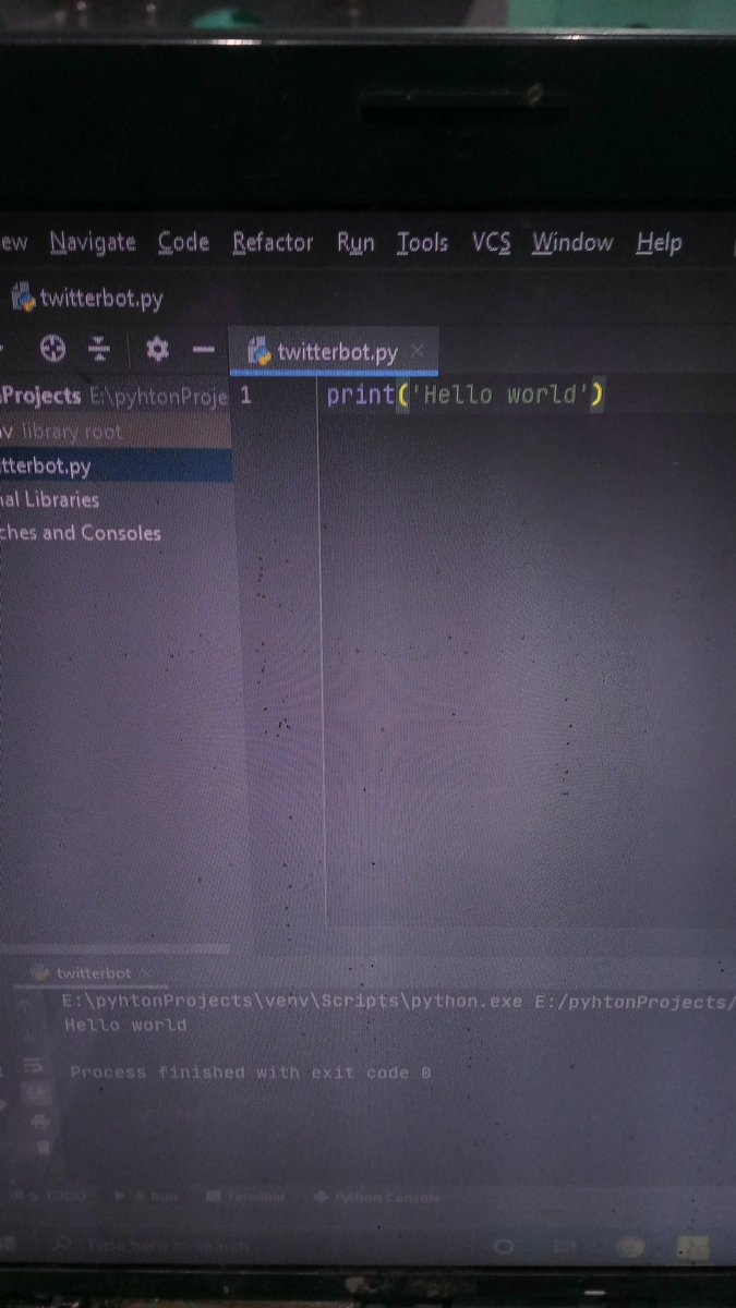 _khansofficial's tweet photo. Just created my first python script, could've done more then just "hello world" but I didn't wanted to disrespect the programming culture
#hello_world first !
From #100_days_of_code to python !
#code_newbie
#python
#COVID19 can't stop me ! ๐๐ฅ๐ฅ https://t.co/hIXz0Kdoc0