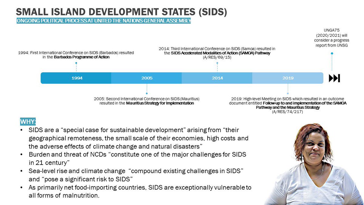 MikkelsenBente_'s tweet photo. FAQ: #SIDS are a special case for sustainable development. #NCDs constitute one of the major challenges for SIDS in 21st century, as do sea-level rise and climate changes, and all forms of #malnutrition https://t.co/SvoqMgA7yh