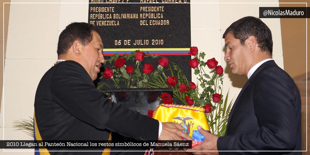 Celebramos 10 años de la llegada de la Generala de la Patria Grande, Manuela Sáenz, al Panteón Nacional. Un hecho histórico que expresa el compromiso de nuestra Revolución por reivindicar el papel protagónico de las heroínas que lucharon por la libertad de nuestros pueblos.