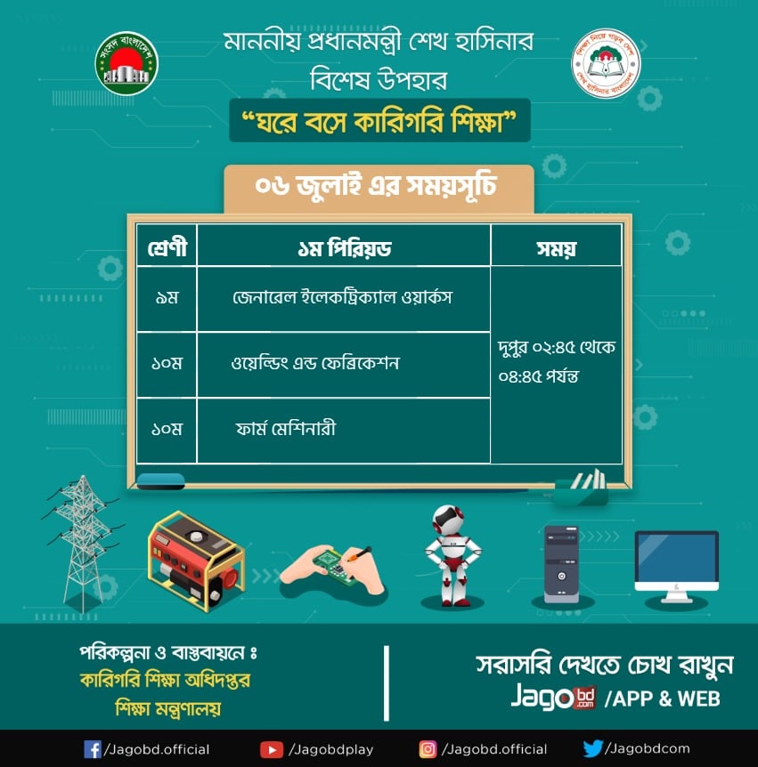 আগামীকাল এর ( ০৬.০৭.২০২০ ) ক্লাসের সময়সূচী।
Sangsad TV Live :jagobd.com/songsadtv
Download করুন Jagobd App
#Sangsad #SangsadTV #Livetv #SangsadTVLive #BanglaTv #Jagobd