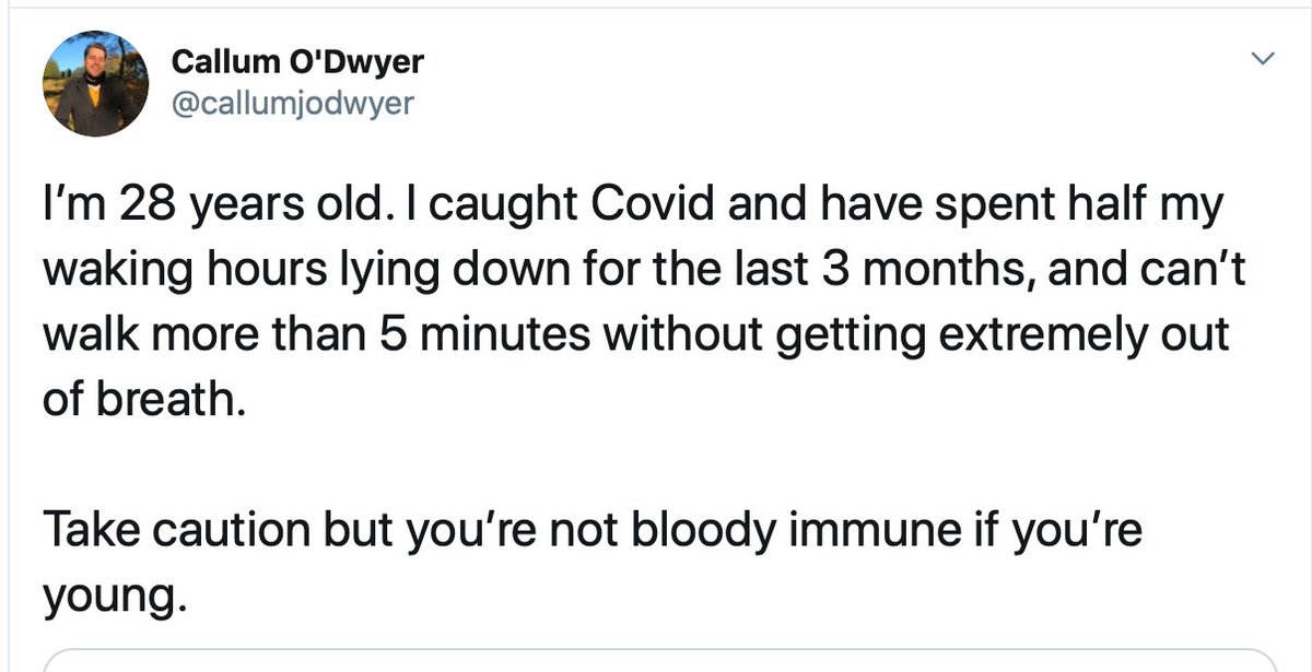 EricTopol's tweet photo. When there are millions of cases and probability is low, there are thousands of "unexpected" outliers
When you're in your 20's and get #COVID19, you're not invincible
https://t.co/AjL3rqtcd3 
https://t.co/8OoUv5YVMj by @callumjodwyer https://t.co/3ycrUOUaQ7