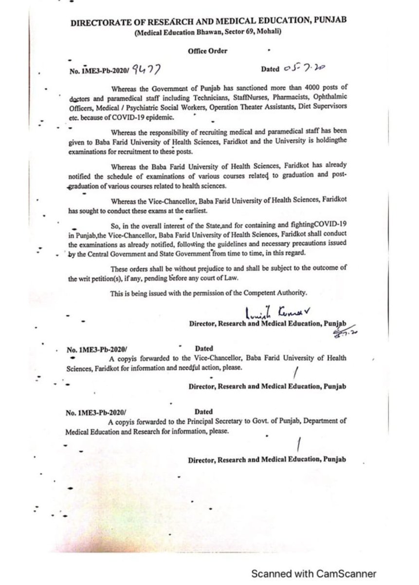 GunnyB117's tweet photo. #postponeBDSexams
Guys here is even more proof of the corruption of our government
Our @CMOPb announced yesterday for the cancellation of exams and just today BFUHS has been given a free hand to conduct exams 
#corruptCM
@GautamSeth_INC @dampy_malhotra @DrDrnavjotsidhu https://t.co/O5Fa7eSHbm