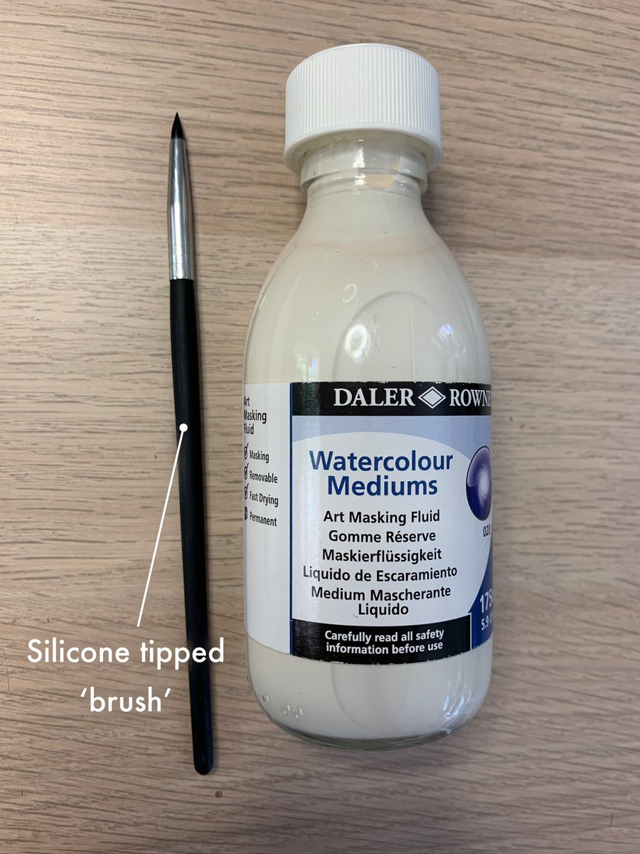 Ok, here we go again! Today’s tools: pencil tools that were covered yesterday, masking fluid for brightest white highlight areas (prevents ink from touching that part of the paper), my preferred precision drawing pens for this type of work & my ink wash setup. Details to follow.