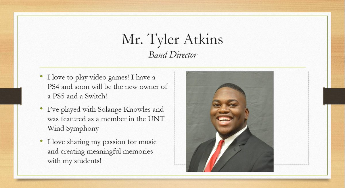 PershingPandas's tweet photo. Welcome Mr. Atkins, our new band director! https://t.co/sdTafAlq6R