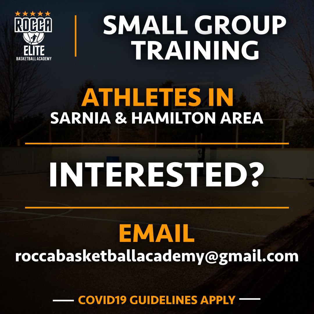 Roccabasketball's tweet photo. Looking to get better this summer? Rocca Basketball offering options to do just that

Now offering small outdoor group training!

Interested? Email us for more information! 👀

*covid guidelines apply*

#hamilton #sarnia #outdoortraining https://t.co/BzdjdXtJlE