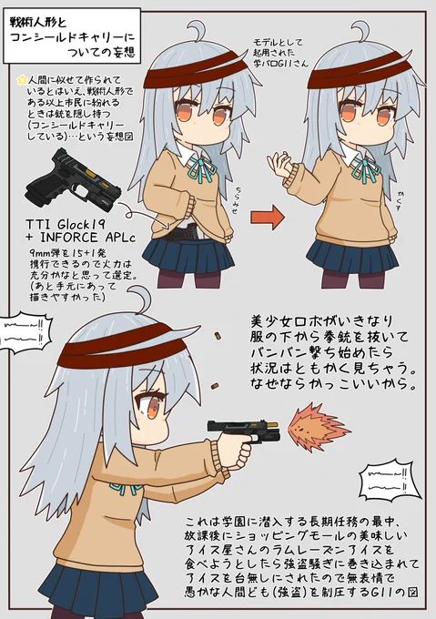 戦術人形が拳銃をコンシールドしてたらいいなって絵です#ドールズフロントライン #ドルフロ #少女前線 #少女前线 #소녀전선 